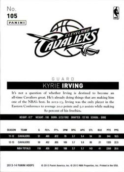 2013-14 Hoops - Gold #105 Kyrie Irving Back