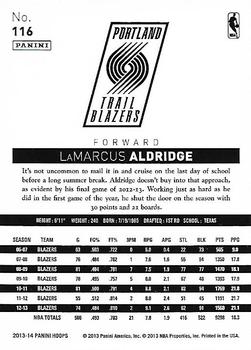 2013-14 Hoops - Gold #116 LaMarcus Aldridge Back