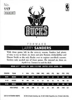 2013-14 Hoops - Gold #117 Larry Sanders Back