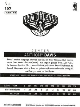 2013-14 Hoops - Gold #157 Anthony Davis Back