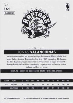 2013-14 Hoops - Gold #161 Jonas Valanciunas Back
