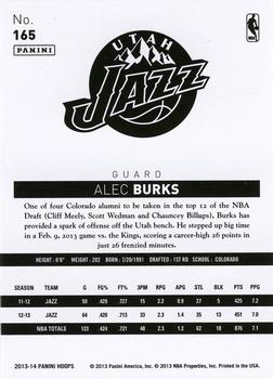 2013-14 Hoops - Gold #165 Alec Burks Back