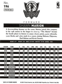 2013-14 Hoops - Gold #196 Shawn Marion Back