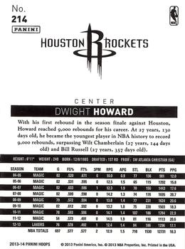2013-14 Hoops - Gold #214 Dwight Howard Back