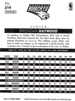2013-14 Hoops - Gold #219 Brendan Haywood Back