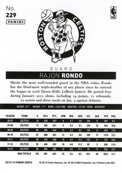 2013-14 Hoops - Gold #229 Rajon Rondo Back
