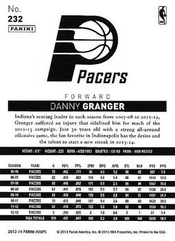 2013-14 Hoops - Gold #232 Danny Granger Back
