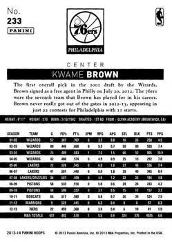 2013-14 Hoops - Gold #233 Kwame Brown Back