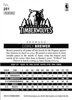 2013-14 Hoops - Gold #251 Corey Brewer Back