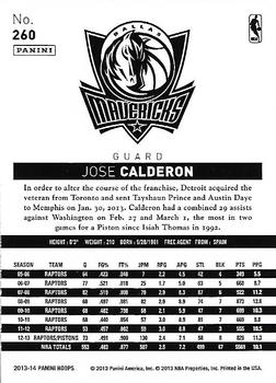 2013-14 Hoops - Gold #260 Jose Calderon Back