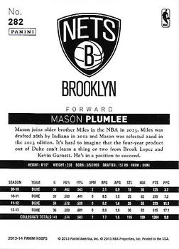 2013-14 Hoops - Gold #282 Mason Plumlee Back