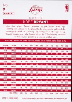 2013-14 Hoops - Red Back #9 Kobe Bryant Back