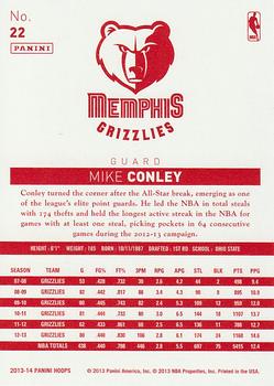 2013-14 Hoops - Red Back #22 Mike Conley Back