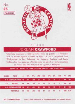 2013-14 Hoops - Red Back #25 Jordan Crawford Back