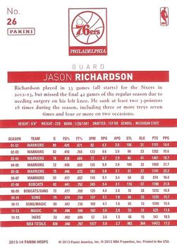 2013-14 Hoops - Red Back #26 Jason Richardson Back