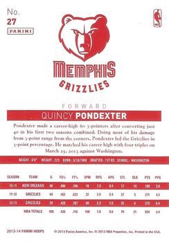2013-14 Hoops - Red Back #27 Quincy Pondexter Back