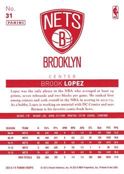 2013-14 Hoops - Red Back #31 Brook Lopez Back