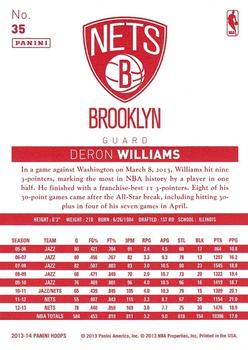 2013-14 Hoops - Red Back #35 Deron Williams Back