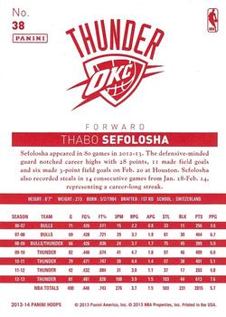 2013-14 Hoops - Red Back #38 Thabo Sefolosha Back