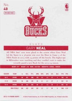 2013-14 Hoops - Red Back #40 Gary Neal Back