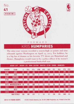 2013-14 Hoops - Red Back #41 Kris Humphries Back