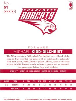 2013-14 Hoops - Red Back #51 Michael Kidd-Gilchrist Back