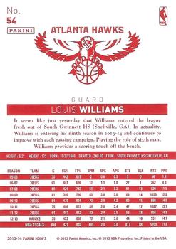 2013-14 Hoops - Red Back #54 Louis Williams Back