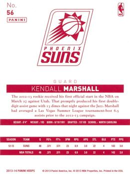 2013-14 Hoops - Red Back #56 Kendall Marshall Back