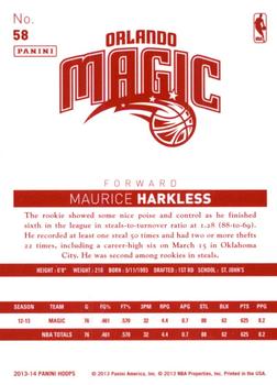2013-14 Hoops - Red Back #58 Maurice Harkless Back