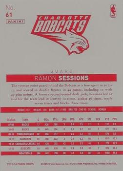 2013-14 Hoops - Red Back #61 Ramon Sessions Back
