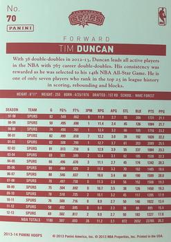 2013-14 Hoops - Red Back #70 Tim Duncan Back