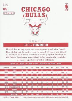 2013-14 Hoops - Red Back #85 Kirk Hinrich Back