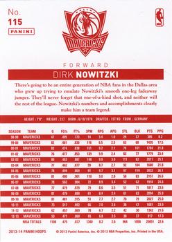 2013-14 Hoops - Red Back #115 Dirk Nowitzki Back