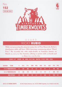 2013-14 Hoops - Red Back #152 Ricky Rubio Back