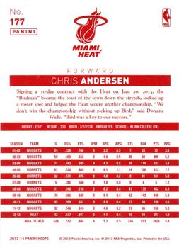 2013-14 Hoops - Red Back #177 Chris Andersen Back