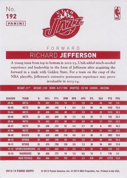 2013-14 Hoops - Red Back #192 Richard Jefferson Back