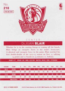 2013-14 Hoops - Red Back #210 DeJuan Blair Back