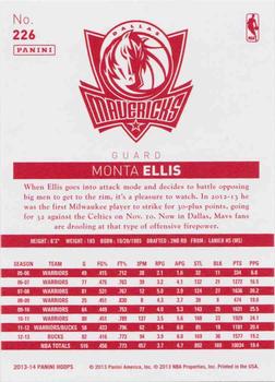 2013-14 Hoops - Red Back #226 Monta Ellis Back