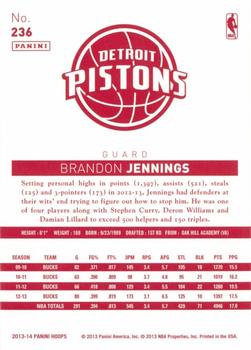 2013-14 Hoops - Red Back #236 Brandon Jennings Back