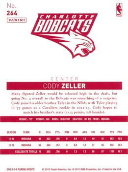 2013-14 Hoops - Red Back #264 Cody Zeller Back