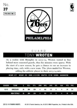 2013-14 Hoops - Artist's Proof #37 Tony Wroten Back