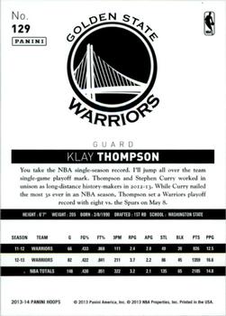 2013-14 Hoops - Artist's Proof #129 Klay Thompson Back