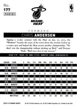 2013-14 Hoops - Artist's Proof #177 Chris Anderson Back