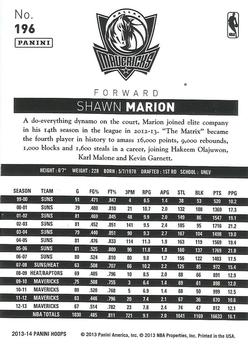 2013-14 Hoops - Artist's Proof #196 Shawn Marion Back