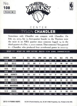2013-14 Hoops - Artist's Proof Black #108 Tyson Chandler Back