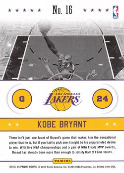 2013-14 Hoops - Above the Rim #16 Kobe Bryant Back