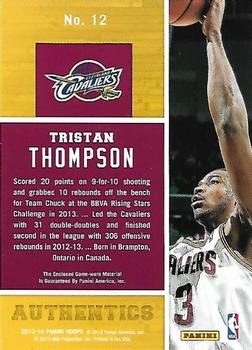 2013-14 Hoops - Authentics #12 Tristan Thompson Back