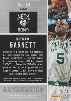 2013-14 Hoops - Authentics #16 Kevin Garnett Back