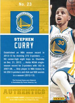 2013-14 Hoops - Authentics #23 Stephen Curry Back