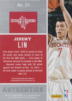 2013-14 Hoops - Authentics #37 Jeremy Lin Back